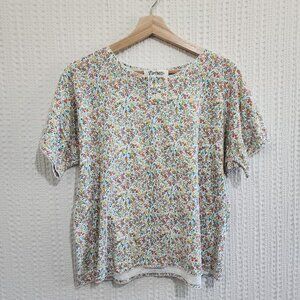 Vintage Partners by Mervyn’s Floral Print Blouse Short Sleeve Cottagecore Top L